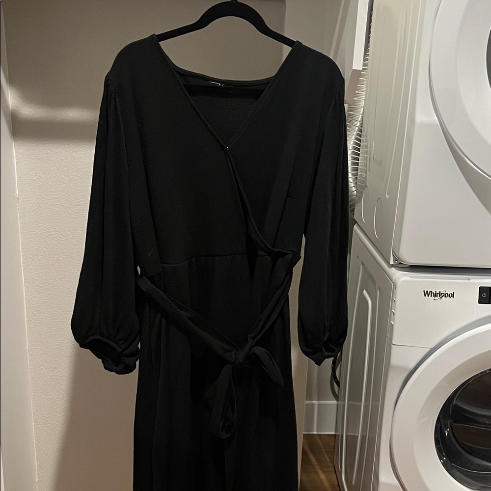 Ava & Viv Black Faux Wrap Dress